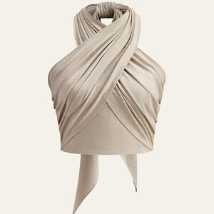 #93 NWT Khaki Cotton/Linen Crisscross Halter Tank Top Commense